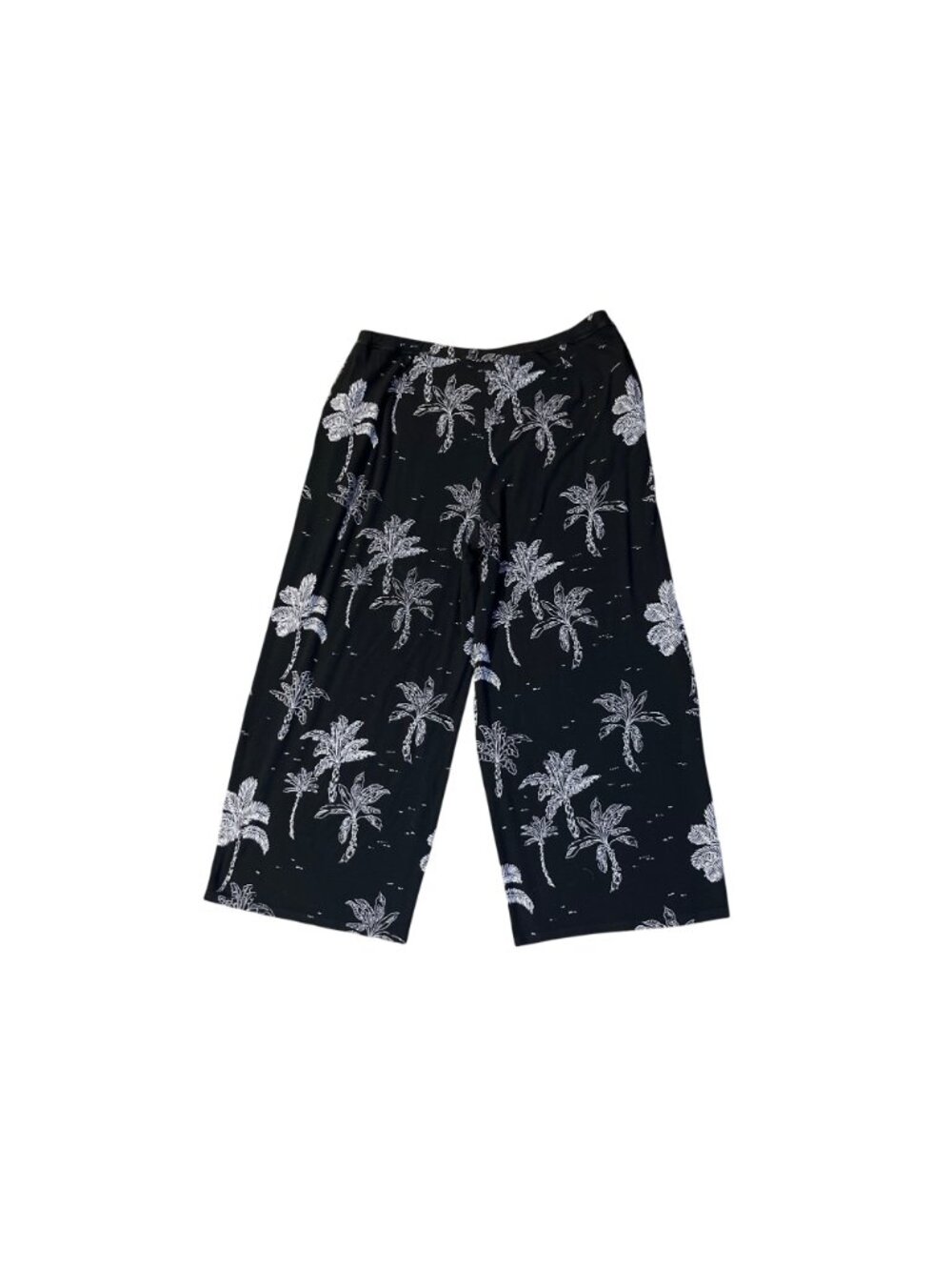 J Jill Wearever Crop Pants L Black Tropical Wide Leg Pull On Used - Picture 4 of 14